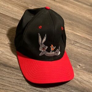 Vintage Warner Bros. Black and Red Looney Tunes Cap Bugs Bunny 1993